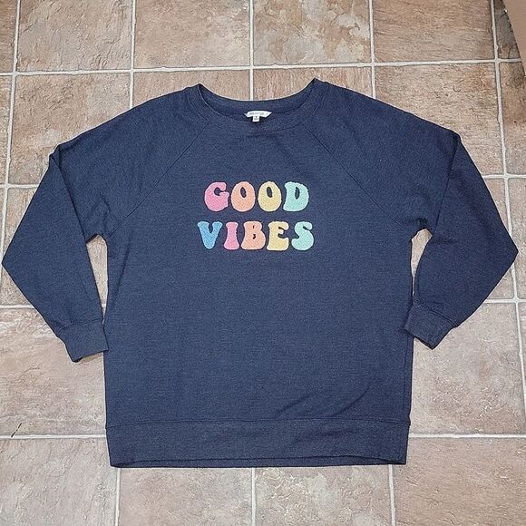 Wildfox Good Vibes Crew Neck Lightweight Comfy Statement Sweatshirt Size S - Picture 4 of 7